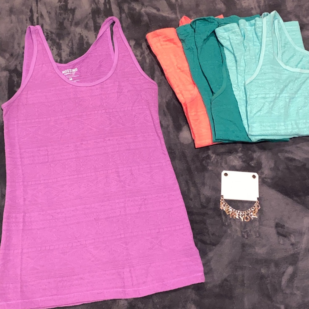 4 mossimo tank tops and New York bracelet